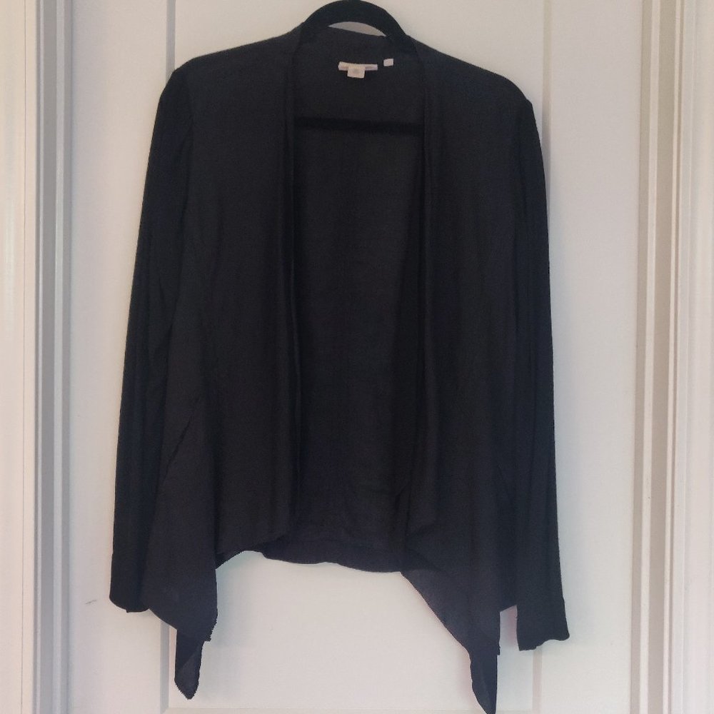 Pure DKNY black linen drapey cardigan / blazer